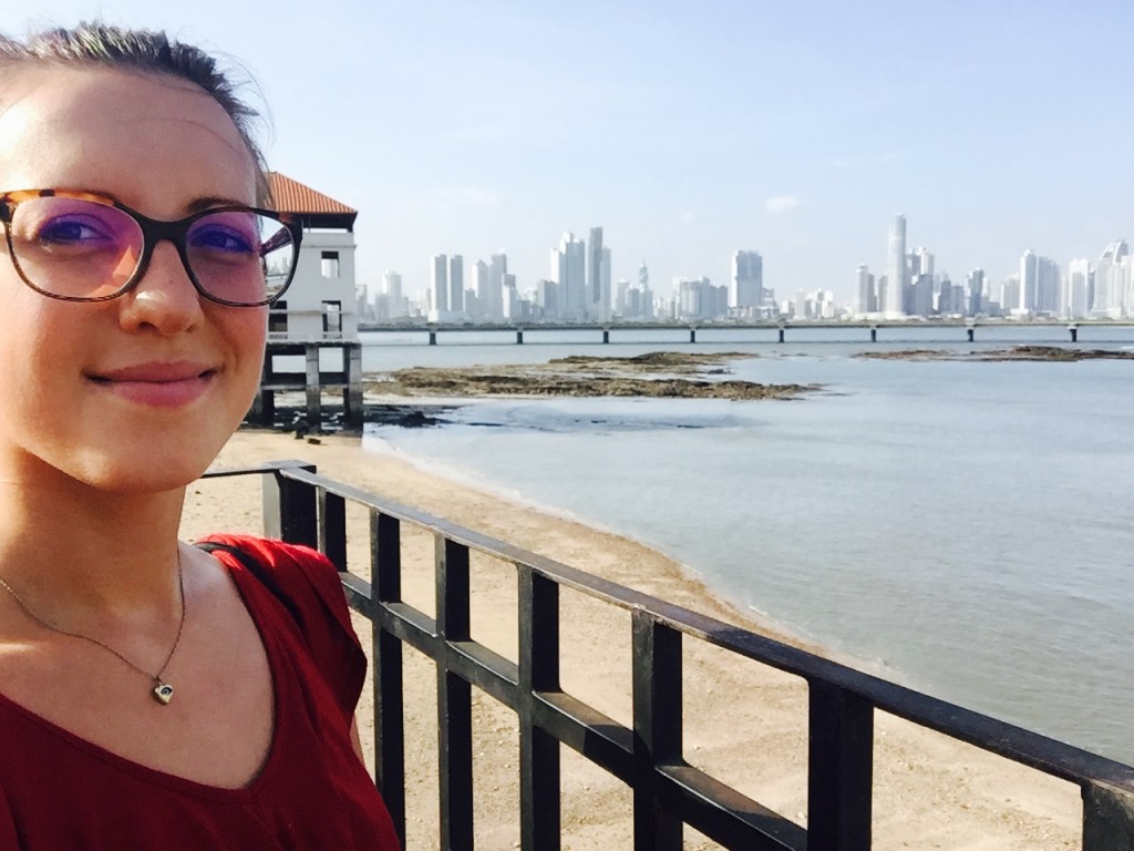 Panama City skyline behind me.