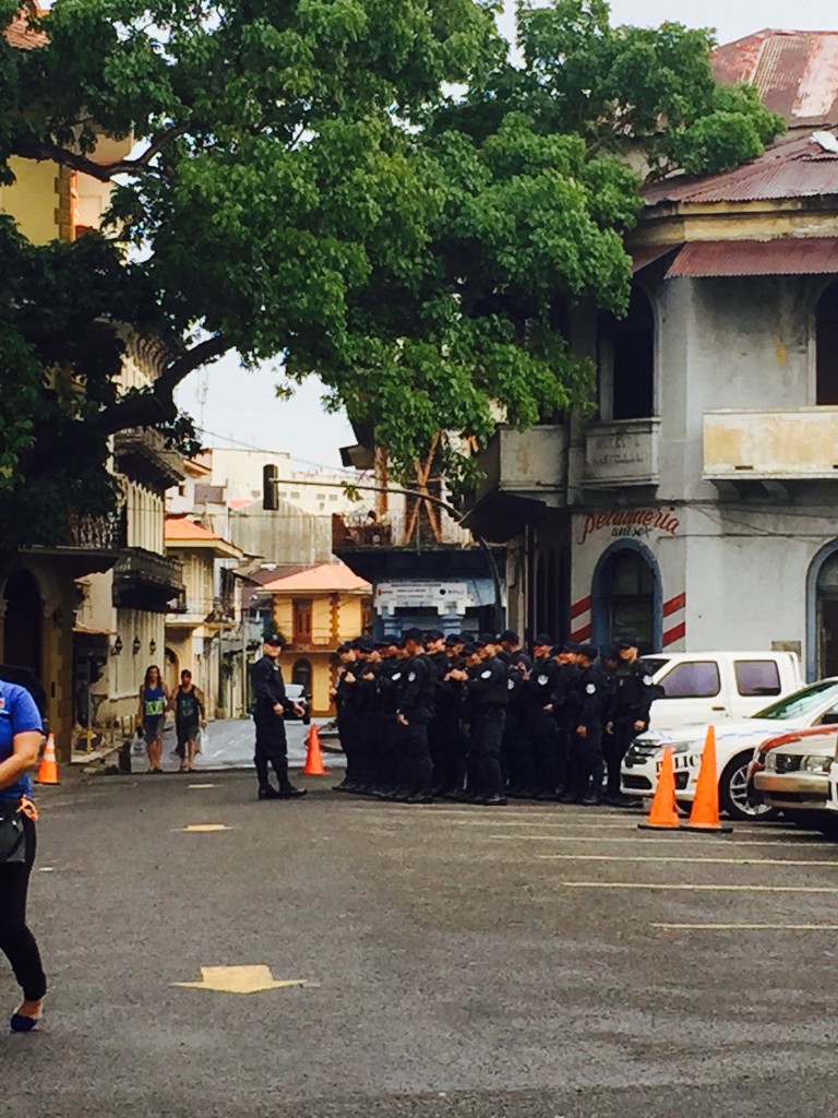 In front of the Police Museum, some sort of Police meeting takes place.